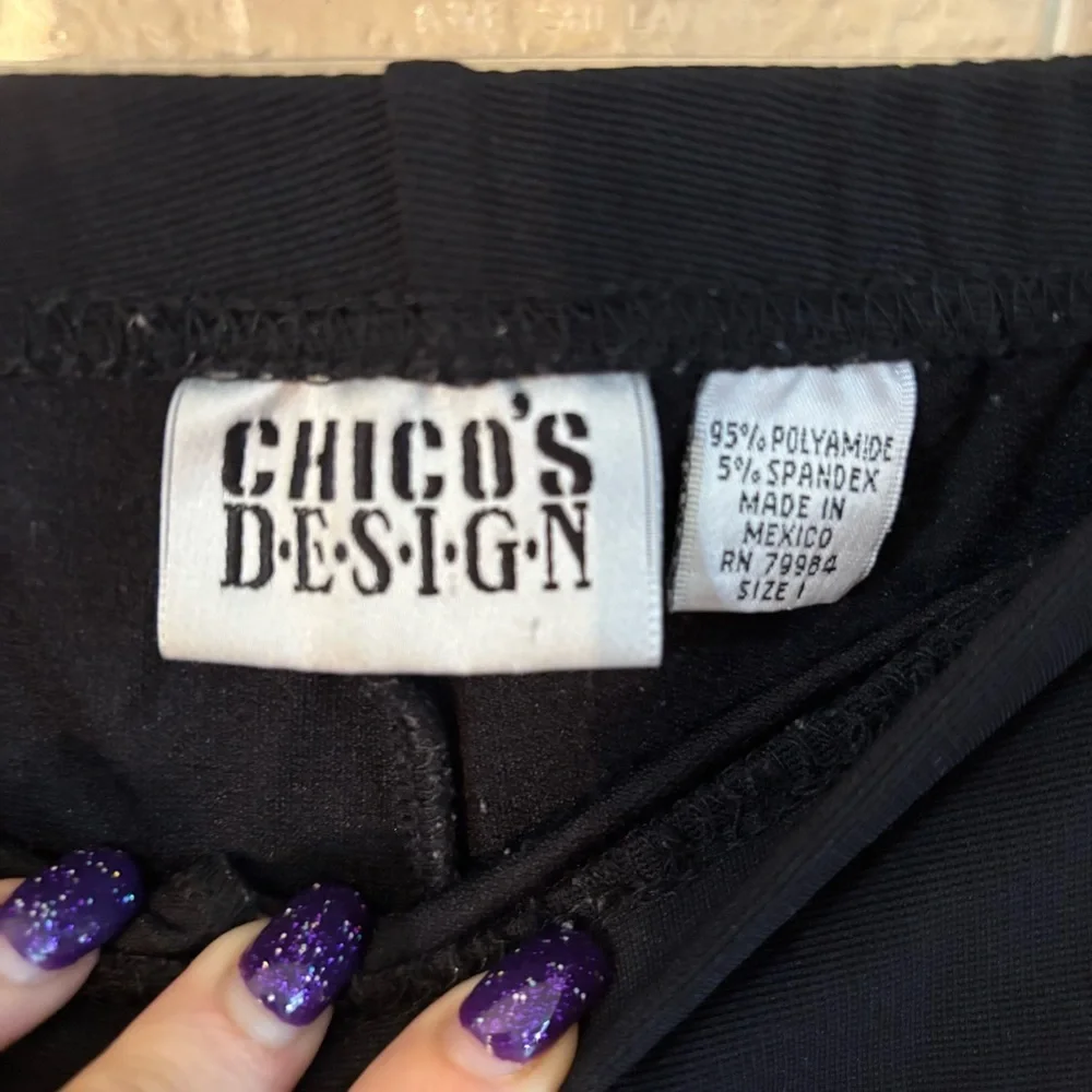 Chico's Ankle Pants Sz 1 (Med) Black Stretchy Elastic Waist Vintage Classic